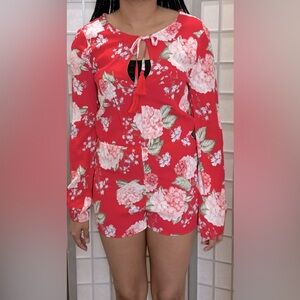 Long Sleeve Floral Romper - Size US S